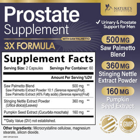 Nature's Nutrition 120 Capsules de compléments pour la prostate vue de côté