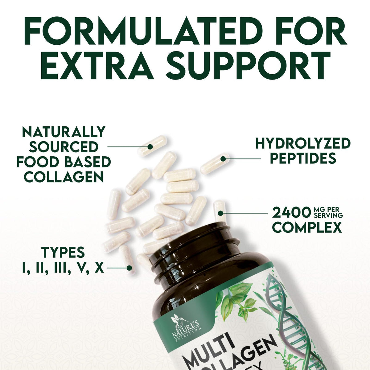 Nature's Nutrition Collagène Multi Capsules, étiquette du produit