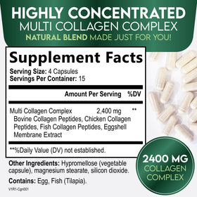 Nature's Nutrition Collagène Multi Capsules, vue arrière du flacon