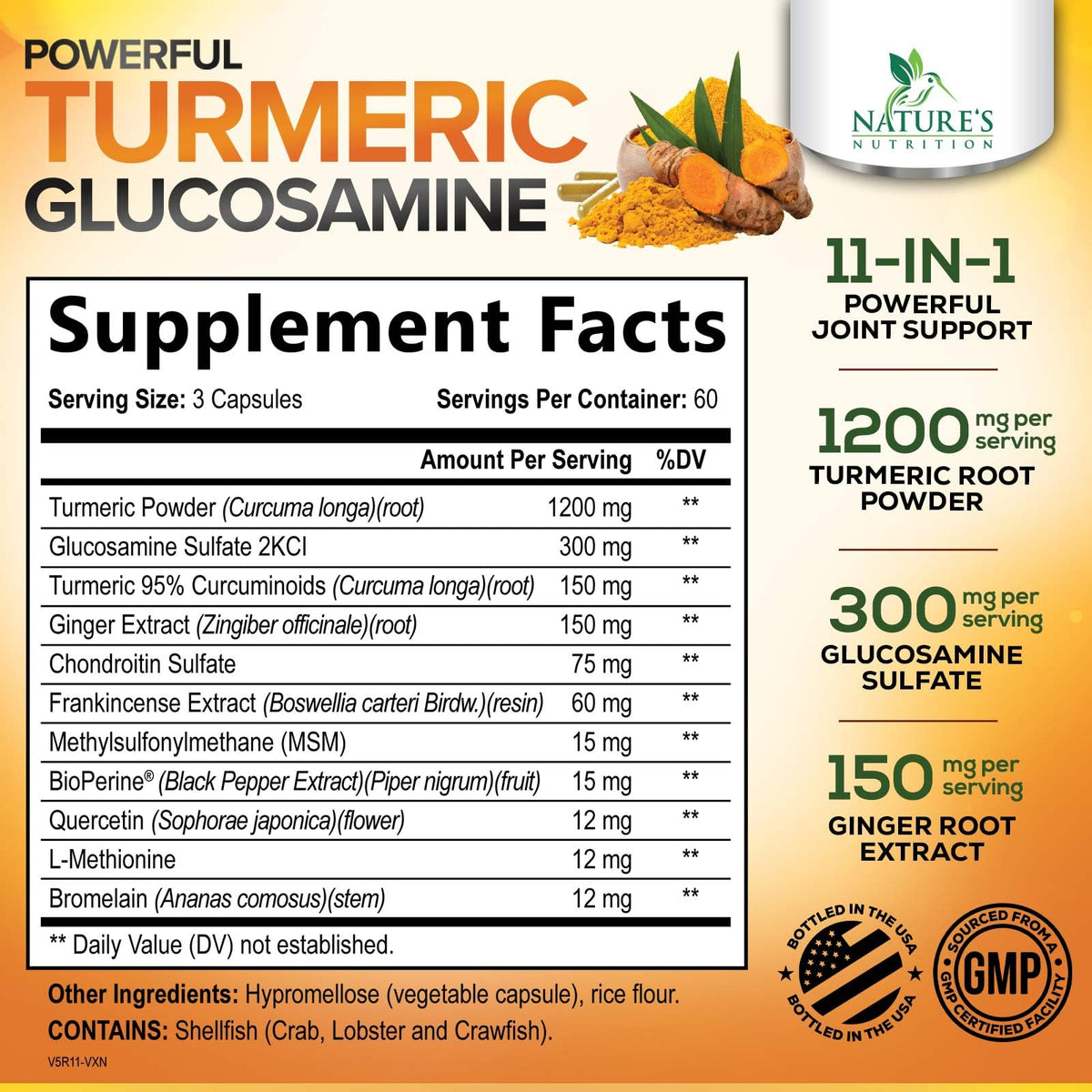 Nature's Nutrition Complément Alimentaire Curcuma 180 Capsules - Capsules en gros plan