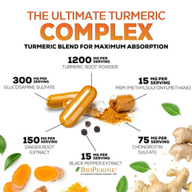 Nature's Nutrition Complément Alimentaire Curcuma 180 Capsules - Extrait de curcuma avec BioPerine
