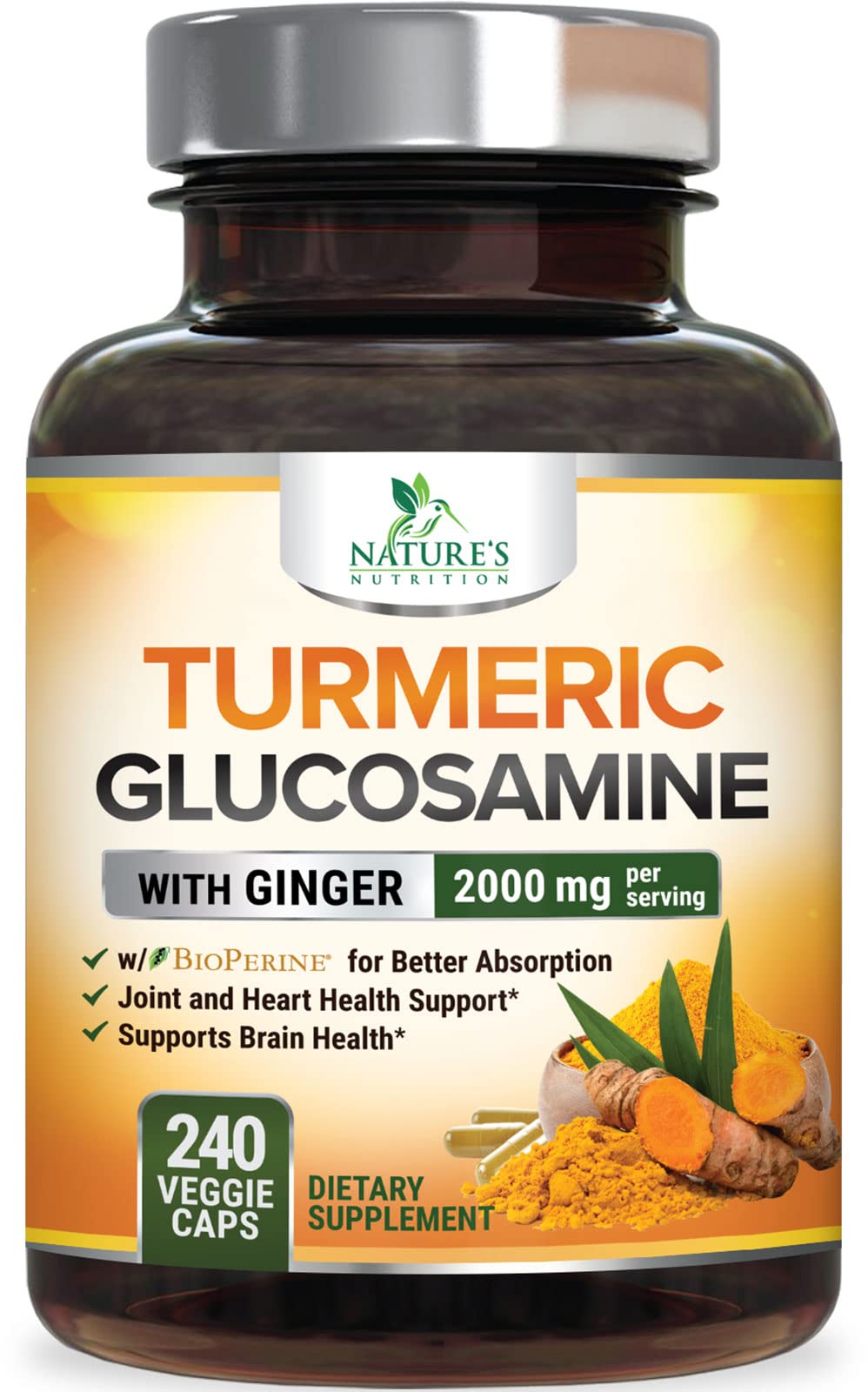 Nature's Nutrition Complément Alimentaire Curcuma 240 Capsules vue de face
