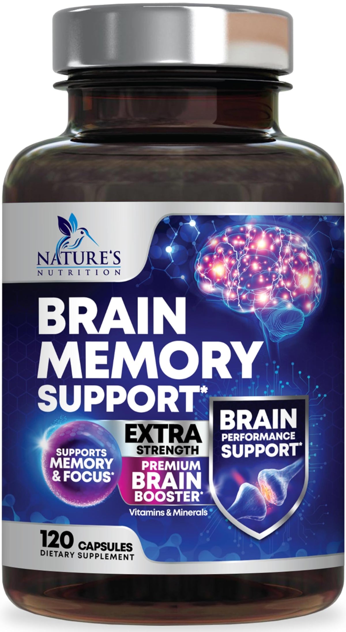 Nature's Nutrition complément alimentaire mémoire 120 capsules vue de face