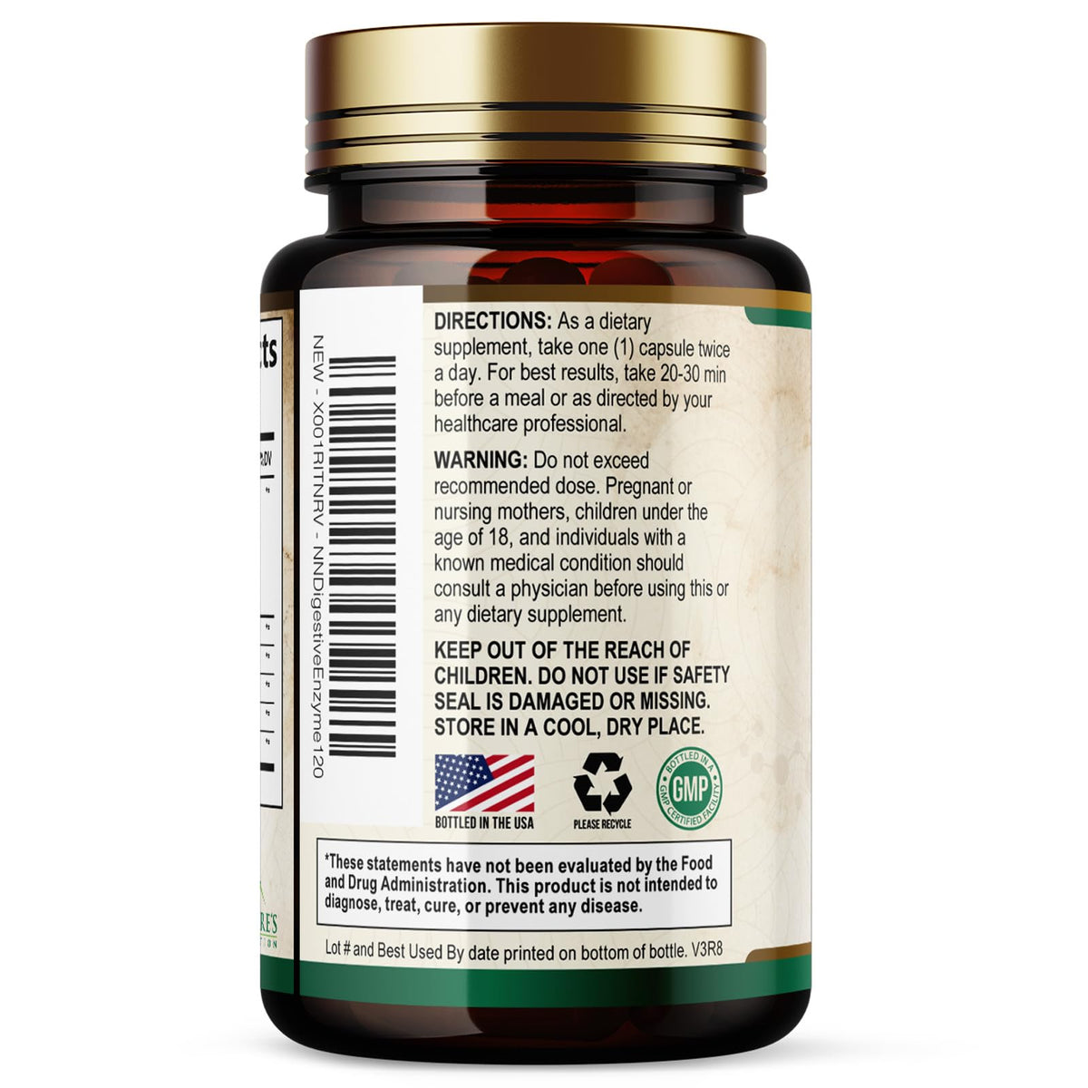 Nature's Nutrition Complément Alimentaire Multi-Enzymes - emballage sur une table