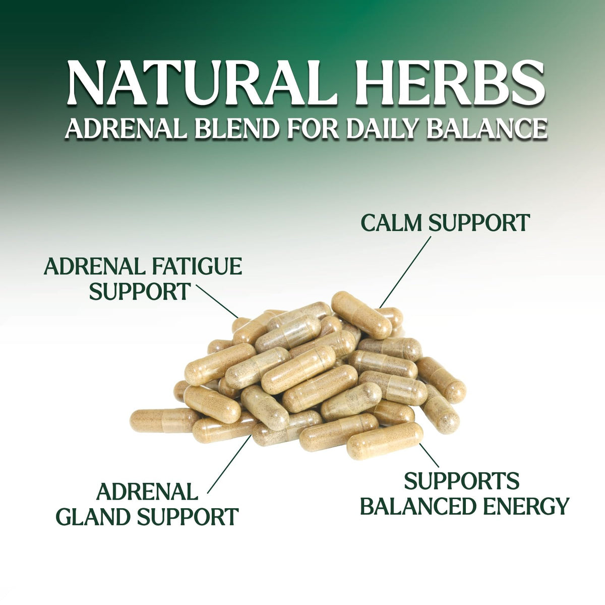 Nature's Nutrition Complément Alimentaire Soutien Surrénalien 120 Capsules sur une table