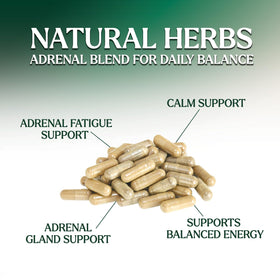 Nature's Nutrition Complément Alimentaire Soutien Surrénalien 120 Capsules sur une table
