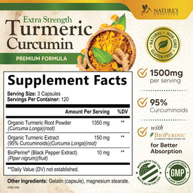 Nature's Nutrition complément Curcuma 1500mg avec capsule visible