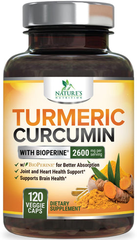 Nature's Nutrition Complément Curcuma Curcumine 2400mg gélules front view