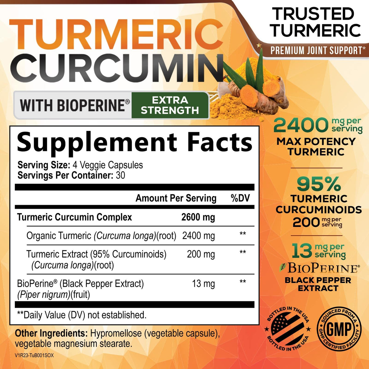 Nature's Nutrition Complément Curcuma Curcumine 2400mg gélules packaging