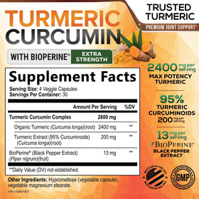 Nature's Nutrition Complément Curcuma Curcumine 2400mg gélules packaging