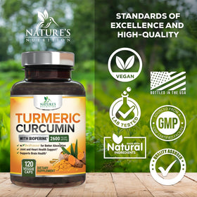 Nature's Nutrition Complément Curcuma Curcumine 2400mg gélules side view