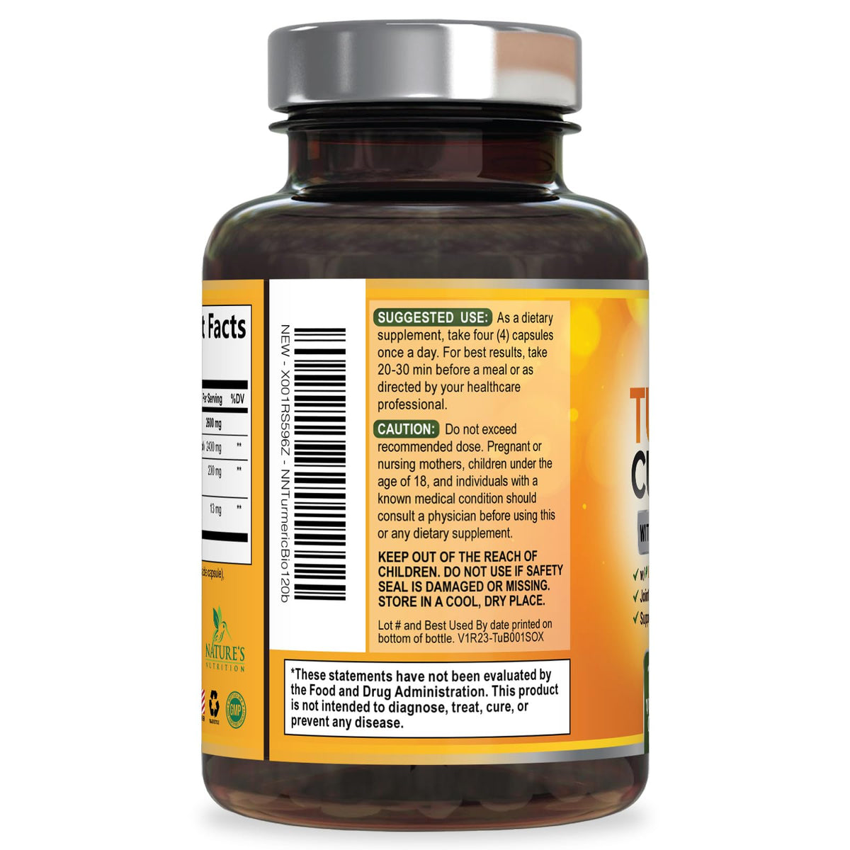 Nature's Nutrition Complément Curcuma Curcumine 2400mg gélules sur table