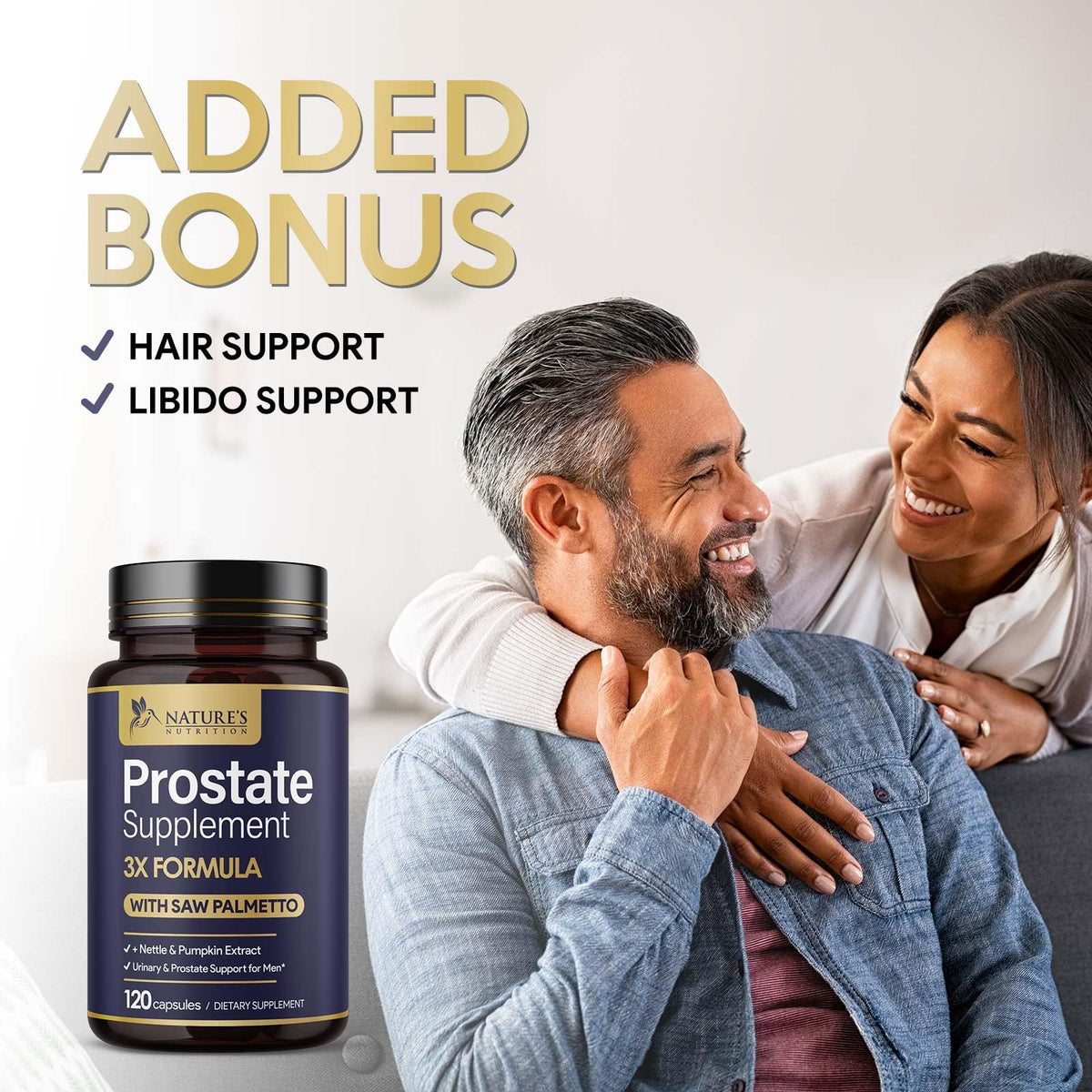 Nature's Nutrition Compléments Prostate 120 capsules avec étiquette détaillée