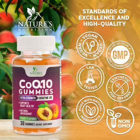 Nature's Nutrition CoQ10 gummies, détail de la texture et couleur
