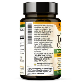 Nature's Nutrition Curcuma 1500mg, bouteille ouverte avec capsules