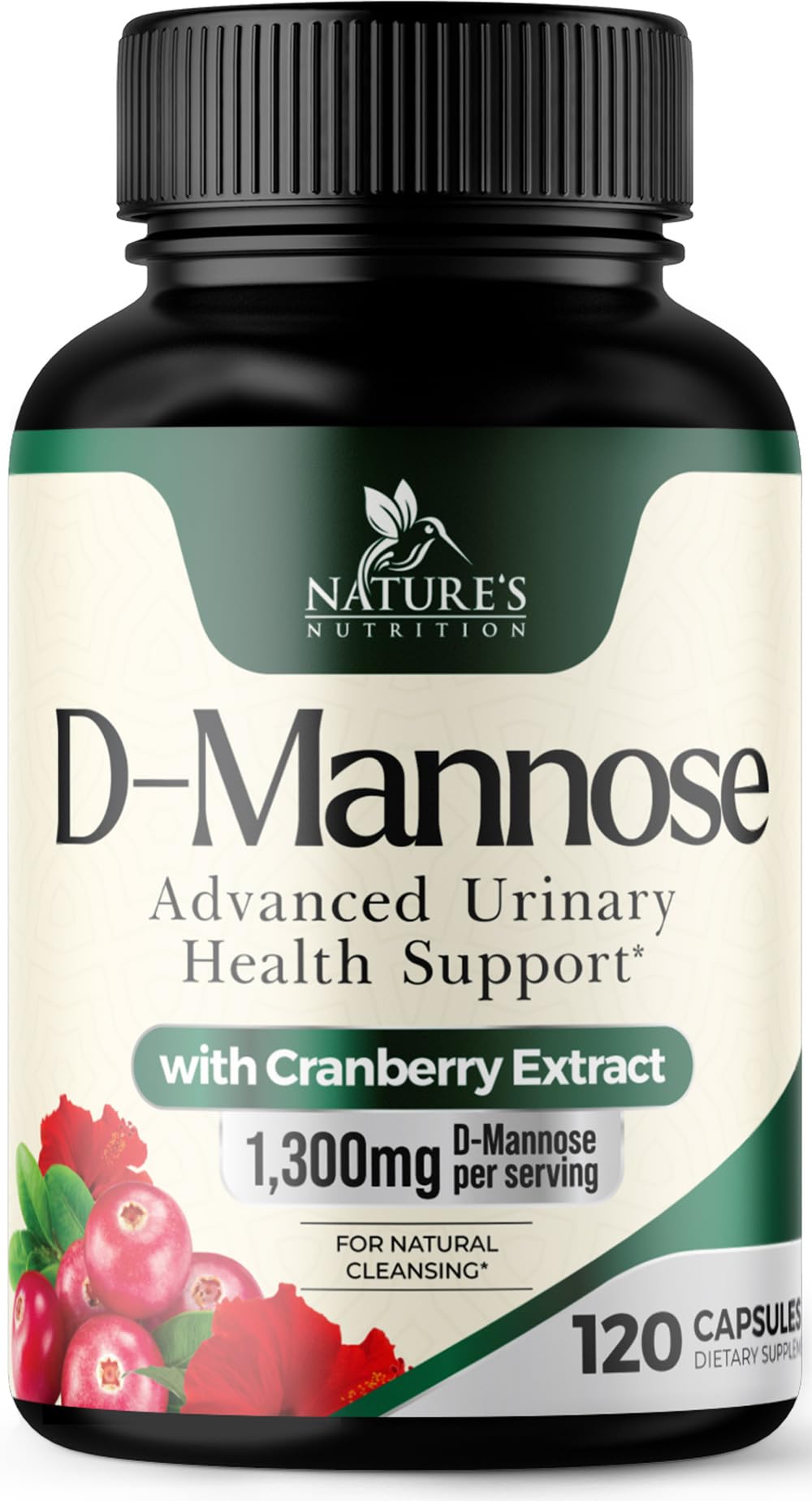 Nature's Nutrition D-Mannose 1300 mg capsules front view