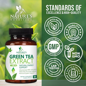 Nature's Nutrition Extrait de Thé Vert 1000 mg avec étiquette détaillée