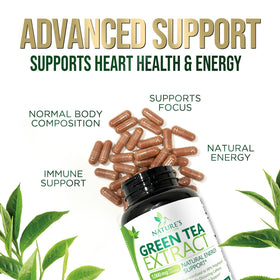 Nature's Nutrition Extrait de Thé Vert 1000 mg dans un verre d'eau