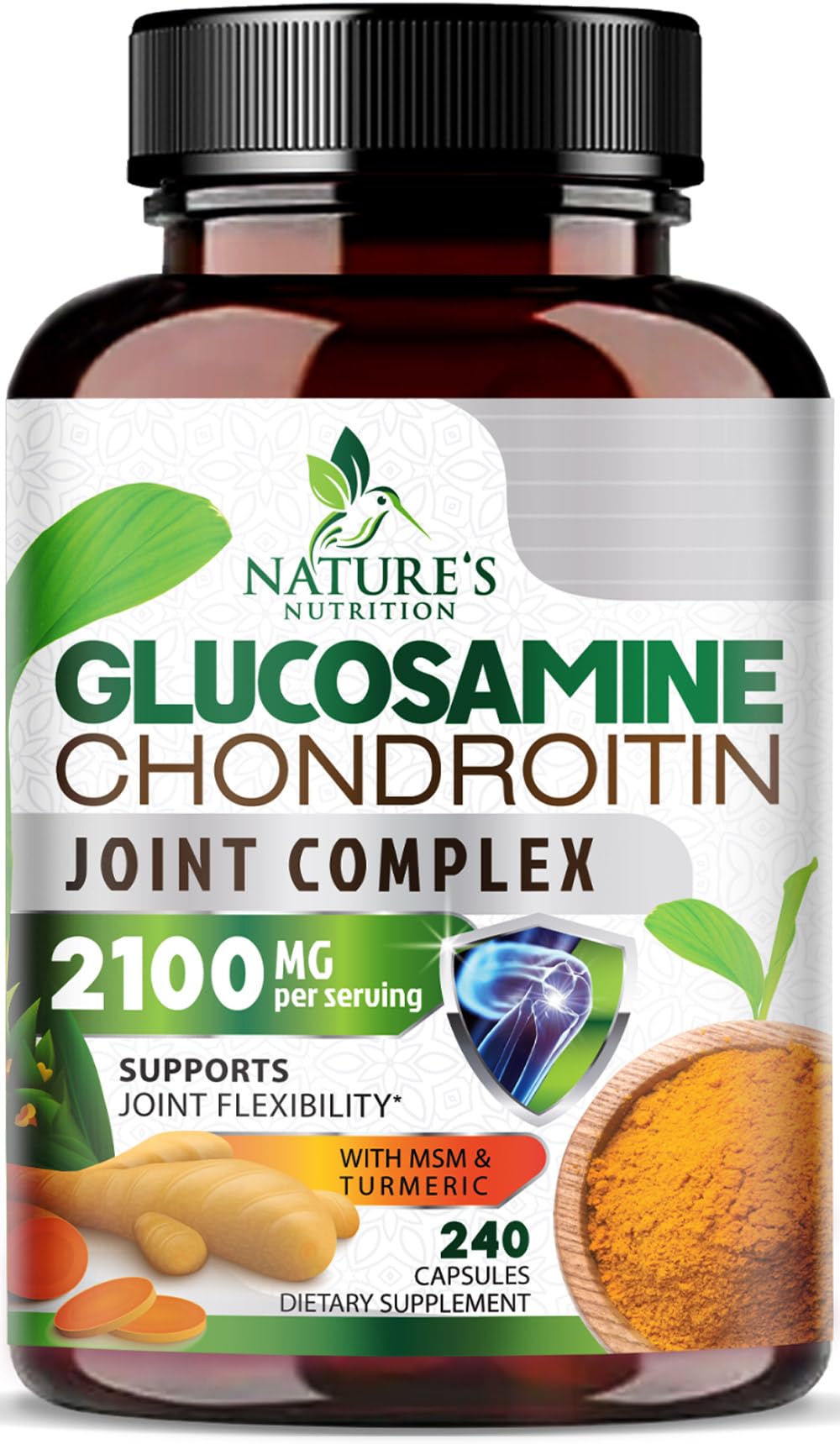 Nature's Nutrition Glucosamine Chondroitin MSM 240 capsules côté avant
