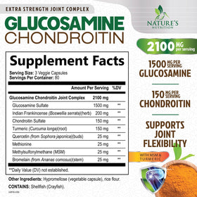 Nature's Nutrition Glucosamine Chondroitin MSM 240 capsules vue arrière