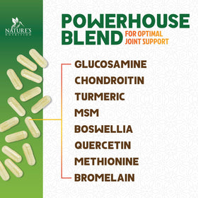 Nature's Nutrition Glucosamine Chondroitin MSM capsules sur fond blanc