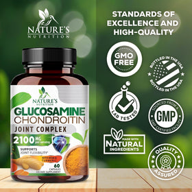 Nature's Nutrition Glucosamine Chondroitin MSM sur table en bois