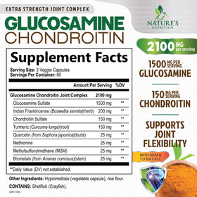 Nature's Nutrition Glucosamine Chondroïtine MSM 180 capsules contenant