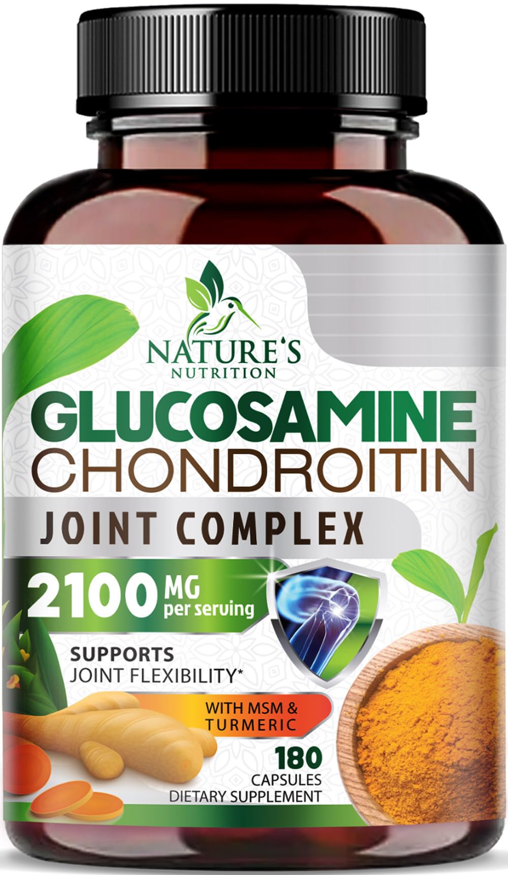 Nature's Nutrition Glucosamine Chondroïtine MSM 180 capsules vue avant