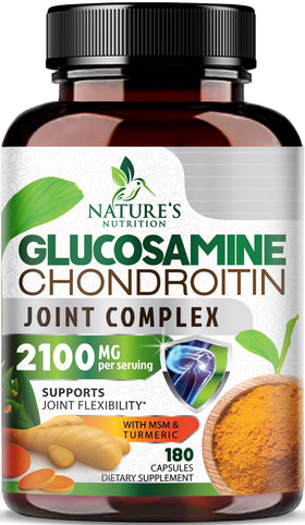 Nature's Nutrition Glucosamine Chondroïtine MSM 180 capsules vue avant