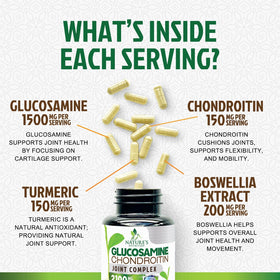 Nature's Nutrition Glucosamine Chondroïtine MSM 180 capsules vue de côté