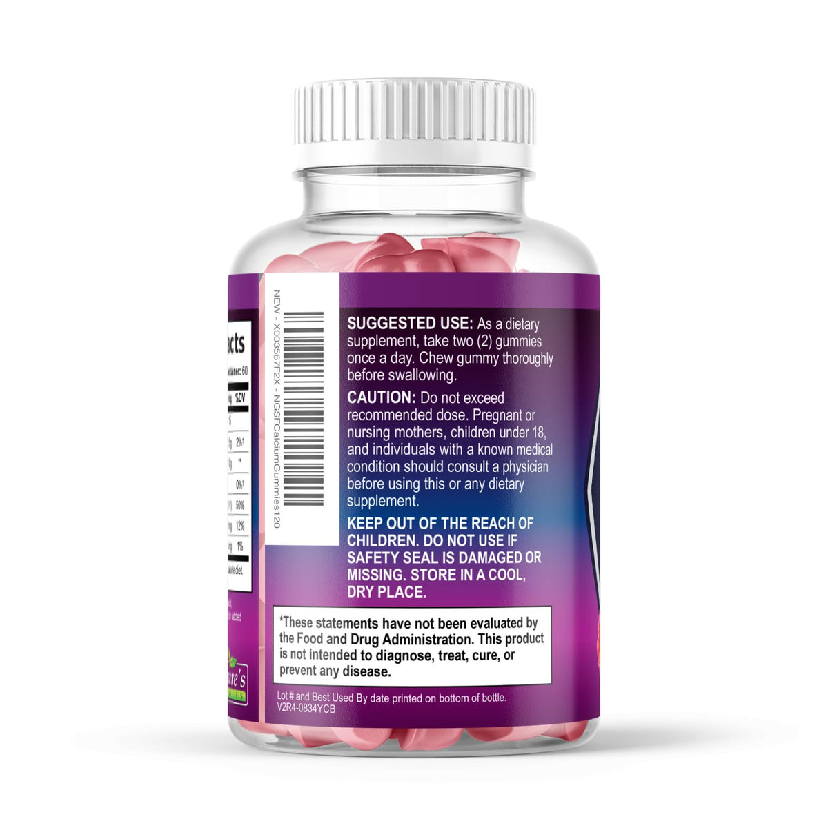 Nature's Nutrition Gummies Calcium SANS Sucre gummies dans un bol