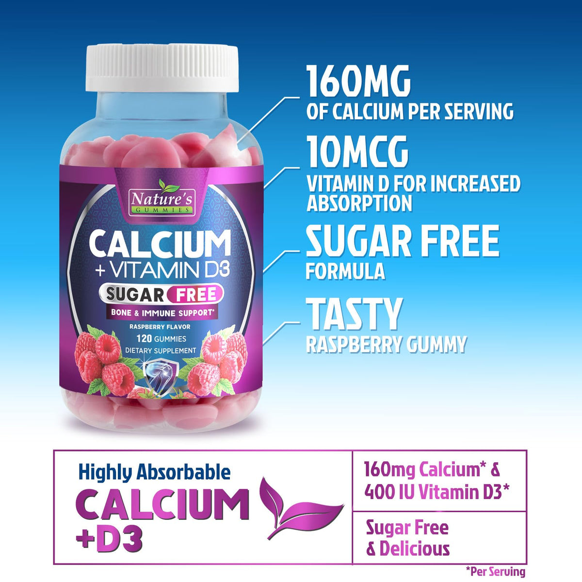 Nature's Nutrition Gummies Calcium SANS Sucre ingrédients détaillés