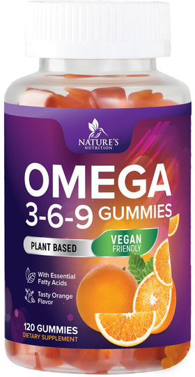 Nature's Nutrition Gummies Omega 3 6 9 120 gummies orange flavor front view
