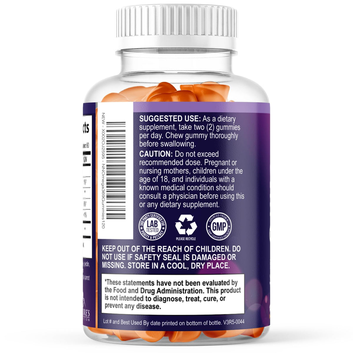 Nature's Nutrition Gummies Omega 3 6 9 gummies in a hand