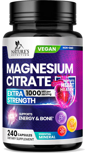 Nature's Nutrition Magnésium Citrate 1000mg capsules avant