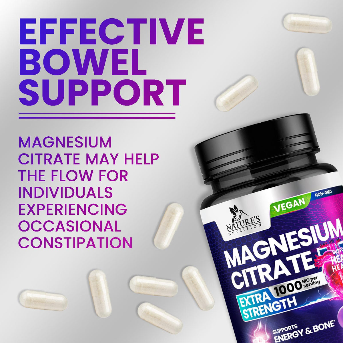 Nature's Nutrition Magnésium Citrate 1000mg en mode de vie actif