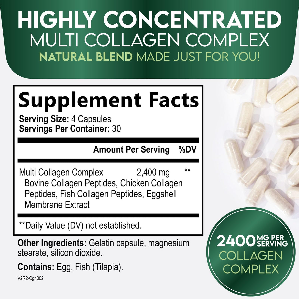 Nature's Nutrition Multi Collagène 120 Capsules vue de dos