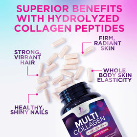 Nature's Nutrition Multi Collagène capsules en main