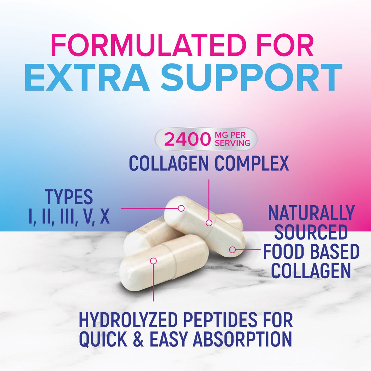 Nature's Nutrition Multi Collagène capsules près de la bouteille