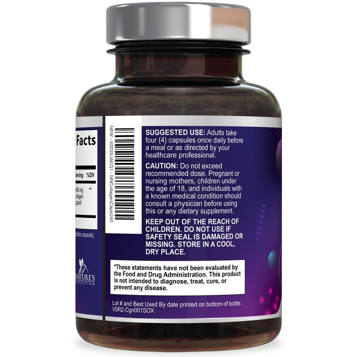 Nature's Nutrition Multi Collagène capsules sur une table