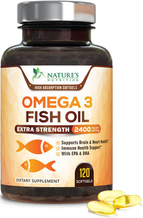 Nature's Nutrition Omega 3 huile de poisson 2400mg gélules avant