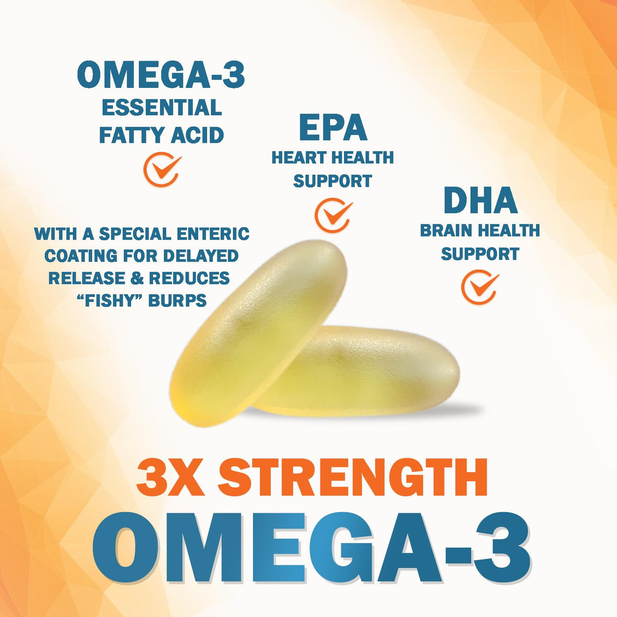 Nature's Nutrition Omega 3 Huile de Poisson 2400mg gélules close-up