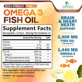 Nature's Nutrition Omega 3 huile de poisson gélules côté