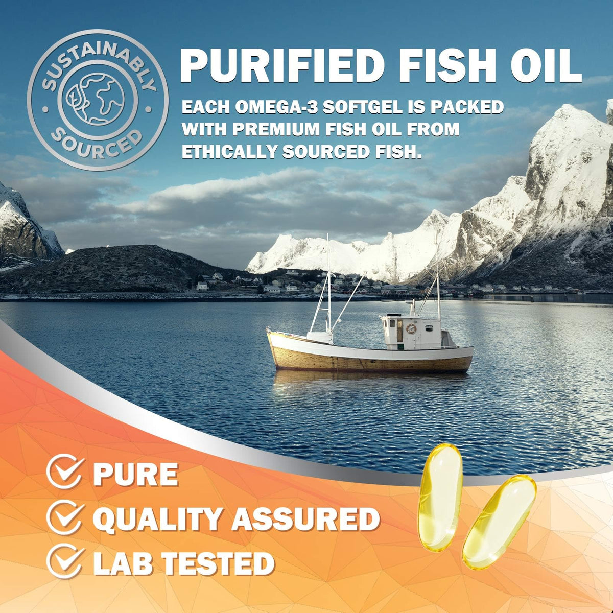 Nature's Nutrition Omega 3 huile de poisson gélules ouvertes