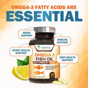 Nature's Nutrition Omega 3 huile de poisson gélules sur table