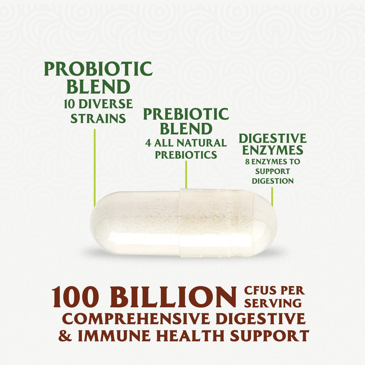 Nature's Nutrition Probiotiques 100 Milliards CFU 60 Capsules avec étiquette