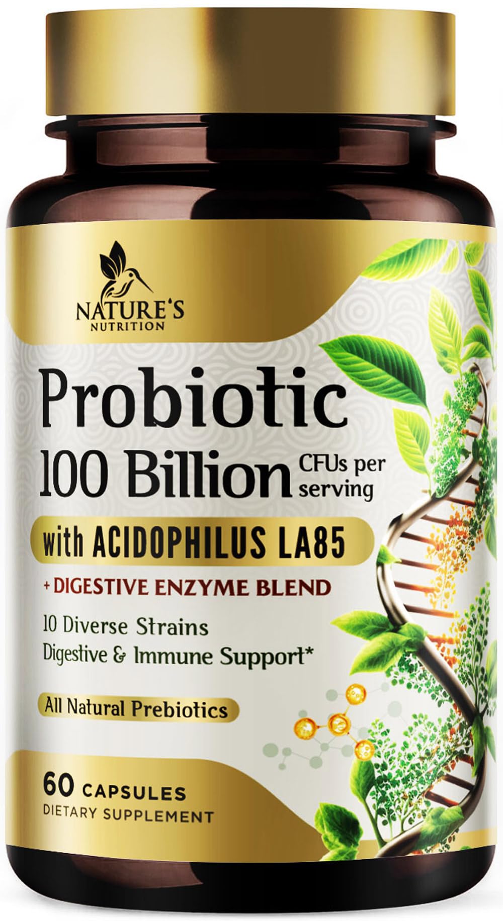 Nature's Nutrition Probiotiques 100 Milliards CFU 60 Capsules vue avant