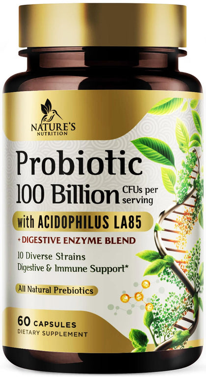 Nature's Nutrition Probiotiques 100 Milliards CFU 60 Capsules vue avant