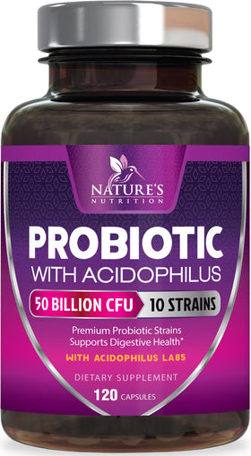 Nature's Nutrition Probiotiques 50 Milliards CFU 120 Capsules - vue avant