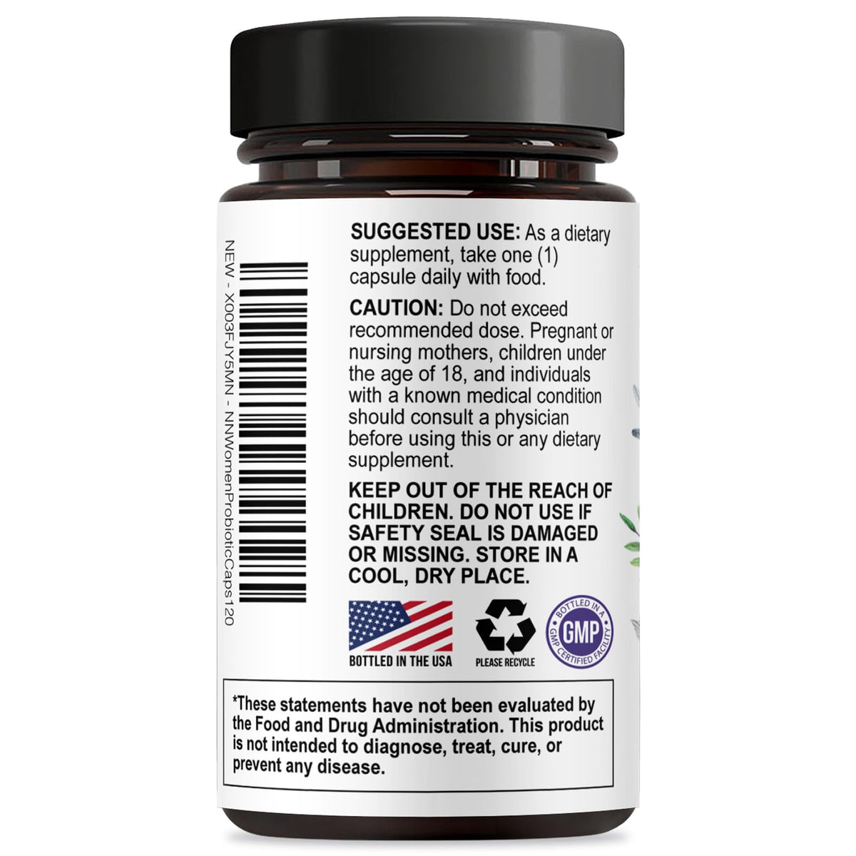 Nature's Nutrition Probiotiques Femmes 120 Capsules avec un verre d'eau